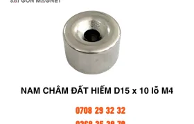 Nam châm đất hiếm D15x10mm lỗ M4