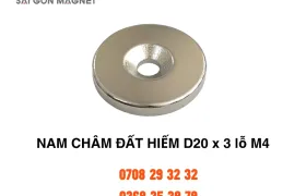 Nam châm đất hiếm D20x3mm lỗ M4