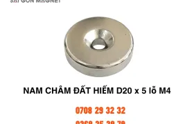 Nam châm đất hiếm D20x5mm lỗ M4