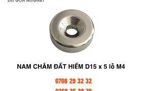 Nam châm đất hiếm D15x5mm lỗ M4