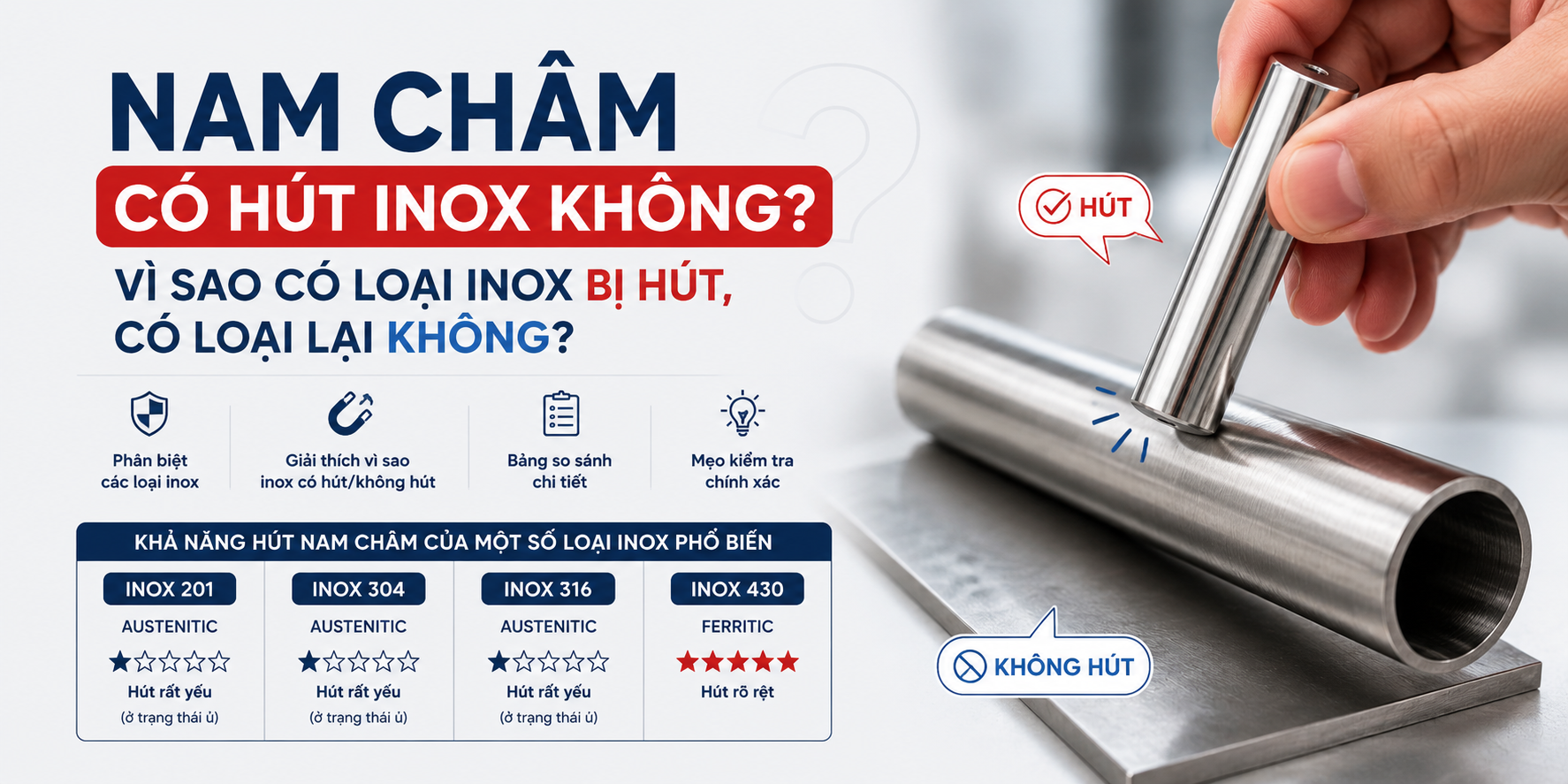 Nam châm có hút inox không